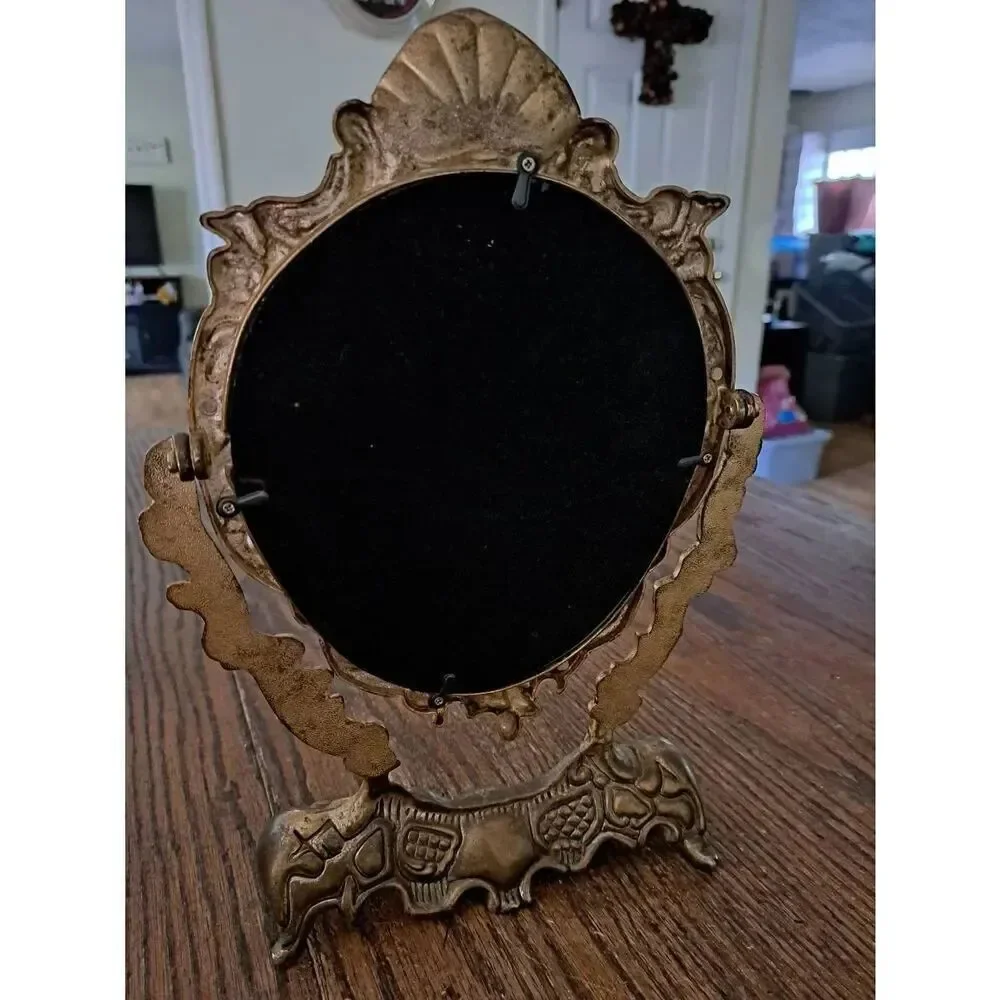 Vintage Ornate Cherub Vanity Dresser Table Victorian Baroque Rotating Mirror